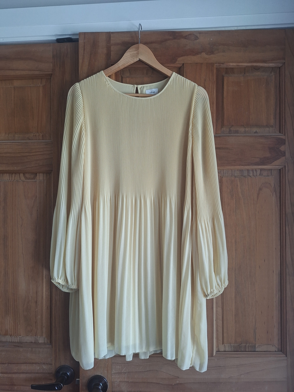 Wilfred Pale Yellow Pleated Mini Dress